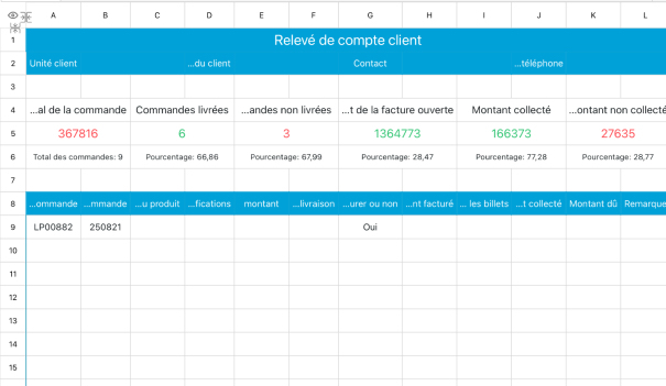 Relevé de compte client